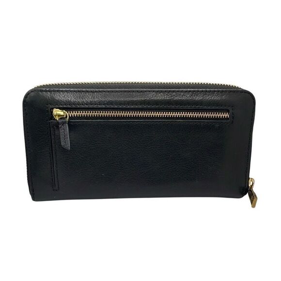 Fossil Handbags - FOSSIL Black Sleek Zip Closure Wallet 8”L x 4” W